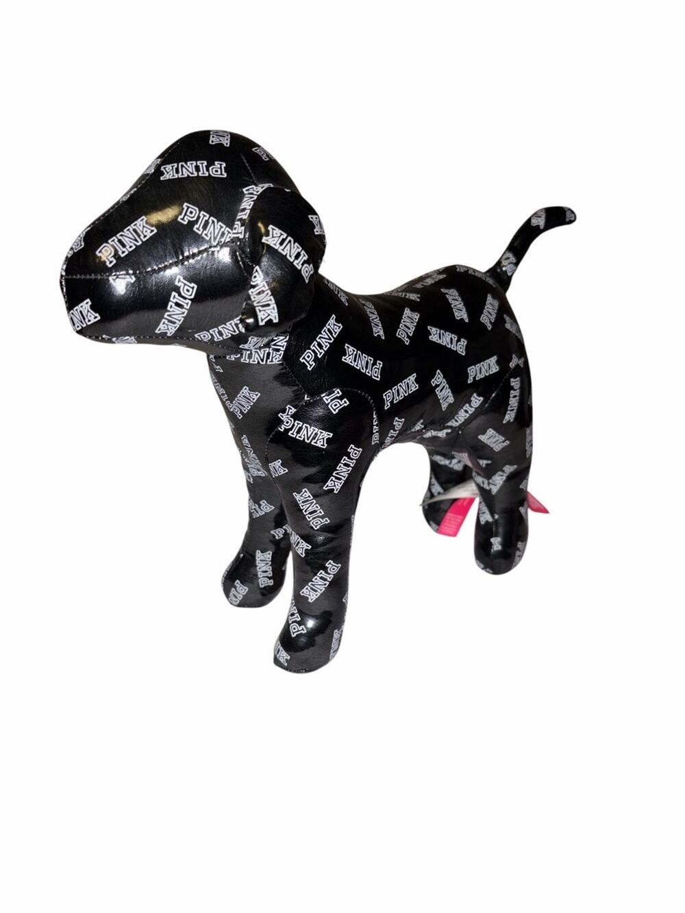 Victoria's Secret PINK Logo Large Stuffed Plush Dog 10” Tall Black And White